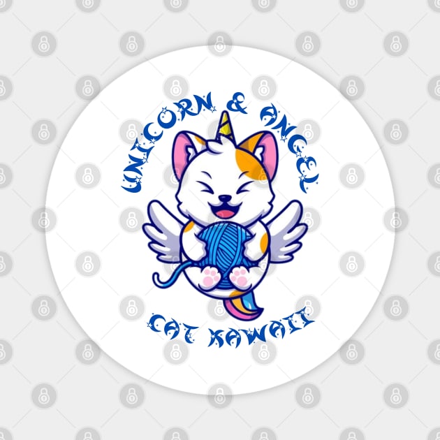 Unicorn and Angel Cat kawaii Magnet by Flower Queen